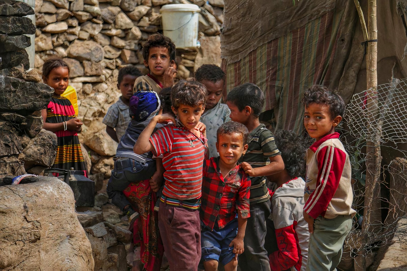 Children standing together in Yemen